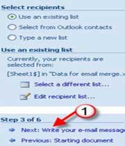 Email با استفاده از Mail merge