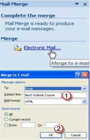 Email با استفاده از Mail merge