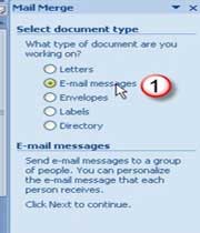 Email با استفاده از Mail merge