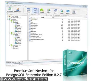 Navicat for PostgreSQL Enterprise Edition 8.2.7 - نرم افزار مدیریت پایگاه داده PostgreSQL
