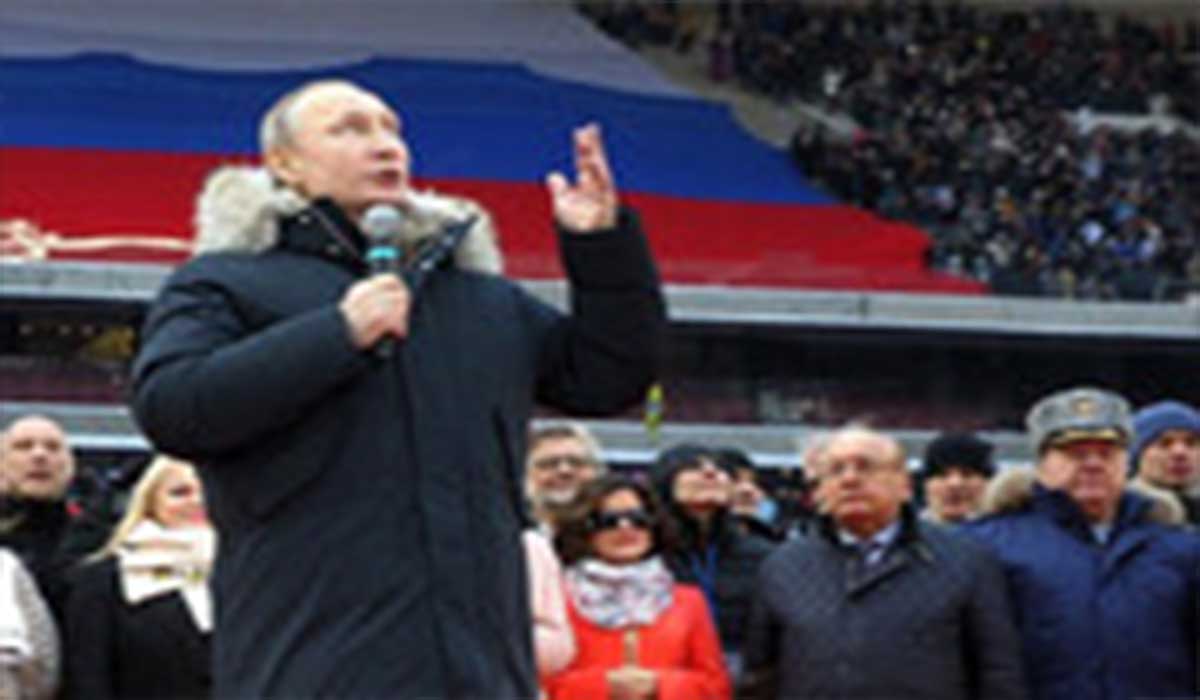 سخنرانی پوتین در ورزشگاه لوژینکی و حمایت مردمی