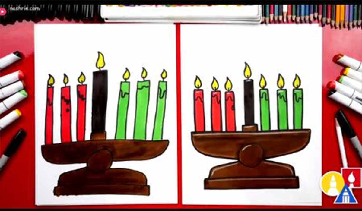 آموزش نقاشی به کودکان | شمعدان رنگی