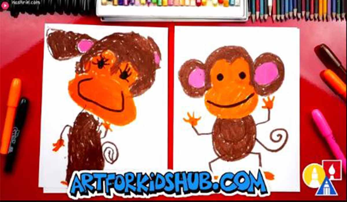 آموزش نقاشی به کودکان | میمون بازیگوش