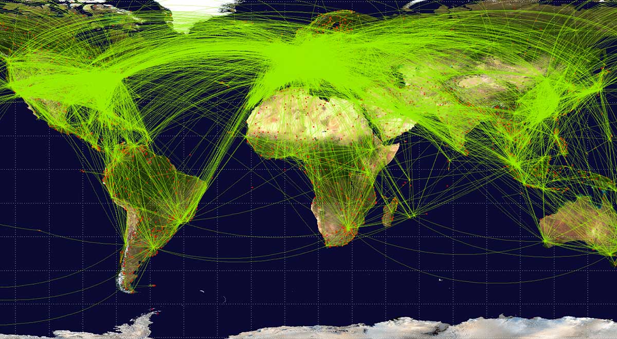مقایسه ترافیک هوایی جهان قبل از کرونا و حین شیوع کرونا