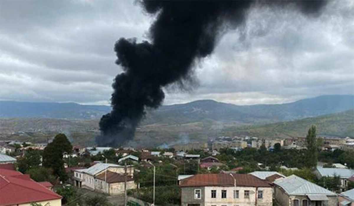 صحنه وحشتناک بمباران شهر استپاناکرت توسط ارتش آذربایجان!