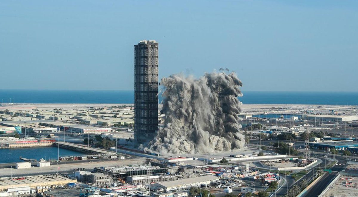 تخریب برجی در ابوظبی در کمتر از 10 ثانیه
