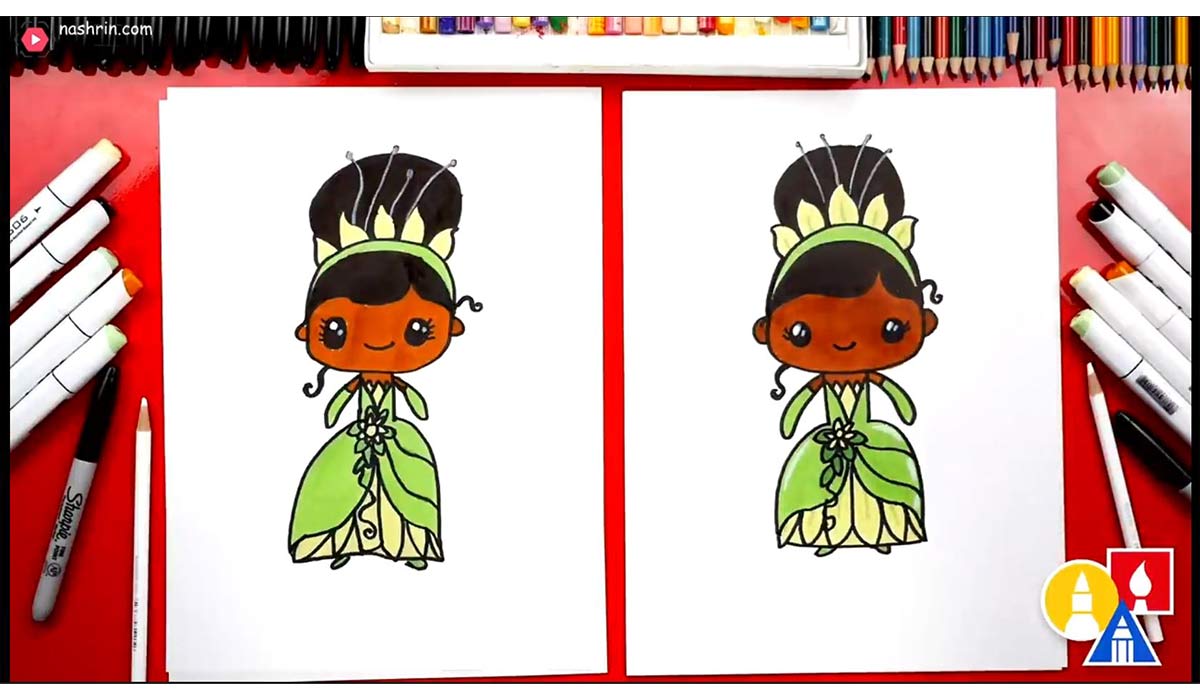 آموزش نقاشی به کودکان | شاهزاده خانم تیانا