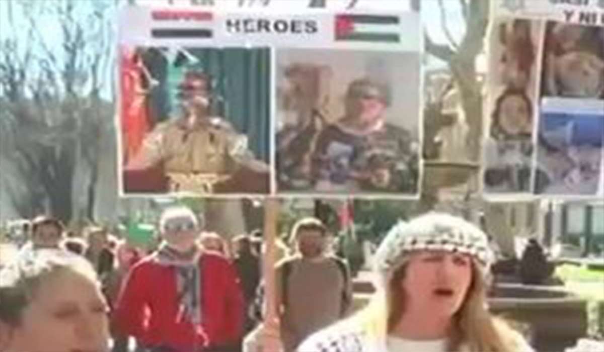 تصاویر سخنگویان القسام و ارتش یمن در دستان تظاهرات کننده اسپانیایی