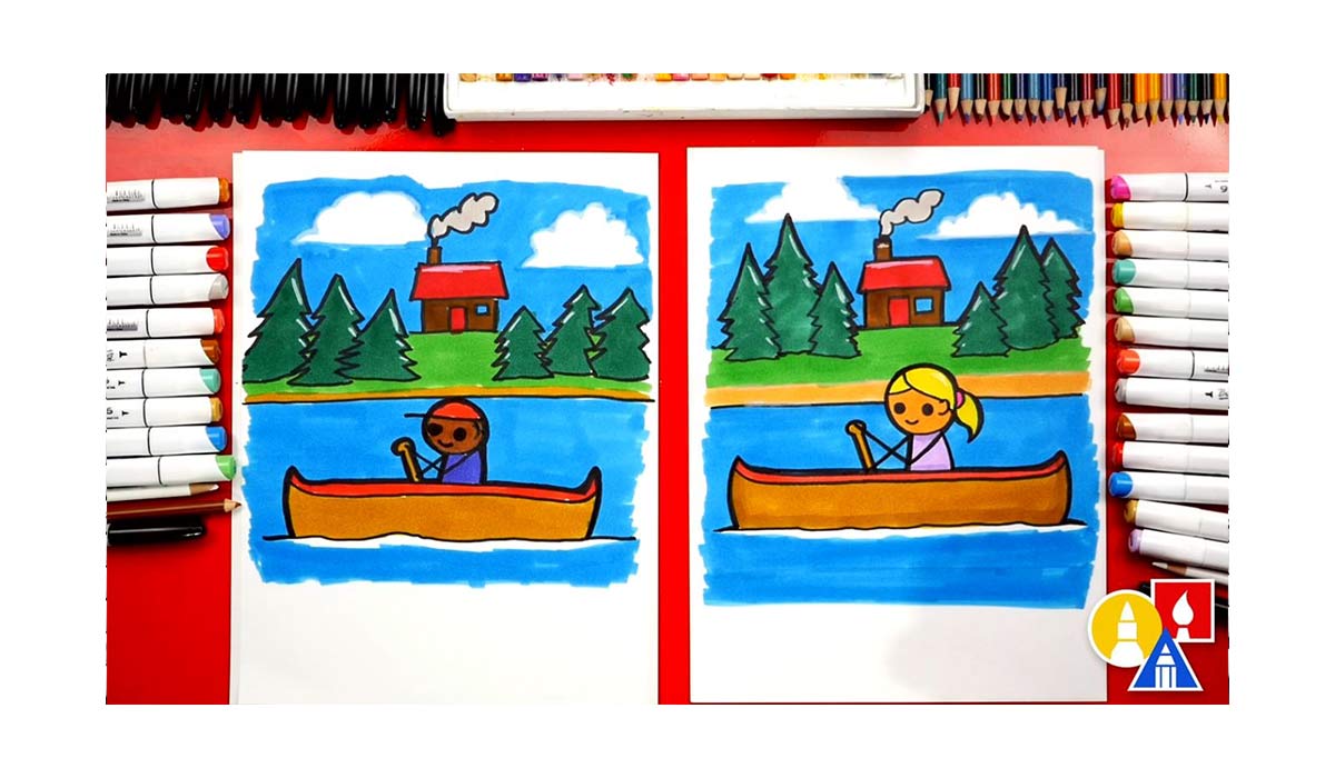 آموزش نقاشی به کودکان | طراحی قایق رانی