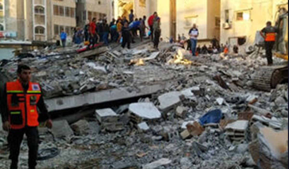 ویرانی خیابان الوحده در مرکز غزه