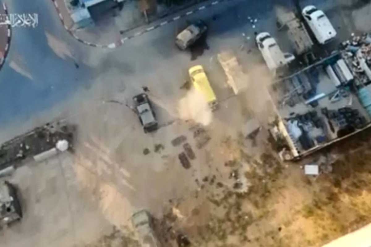 بمباران نظامیان صهیونیست توسط پهپاد حماس