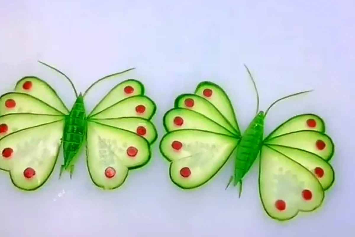شکل دهی خیار به شکل پروانه