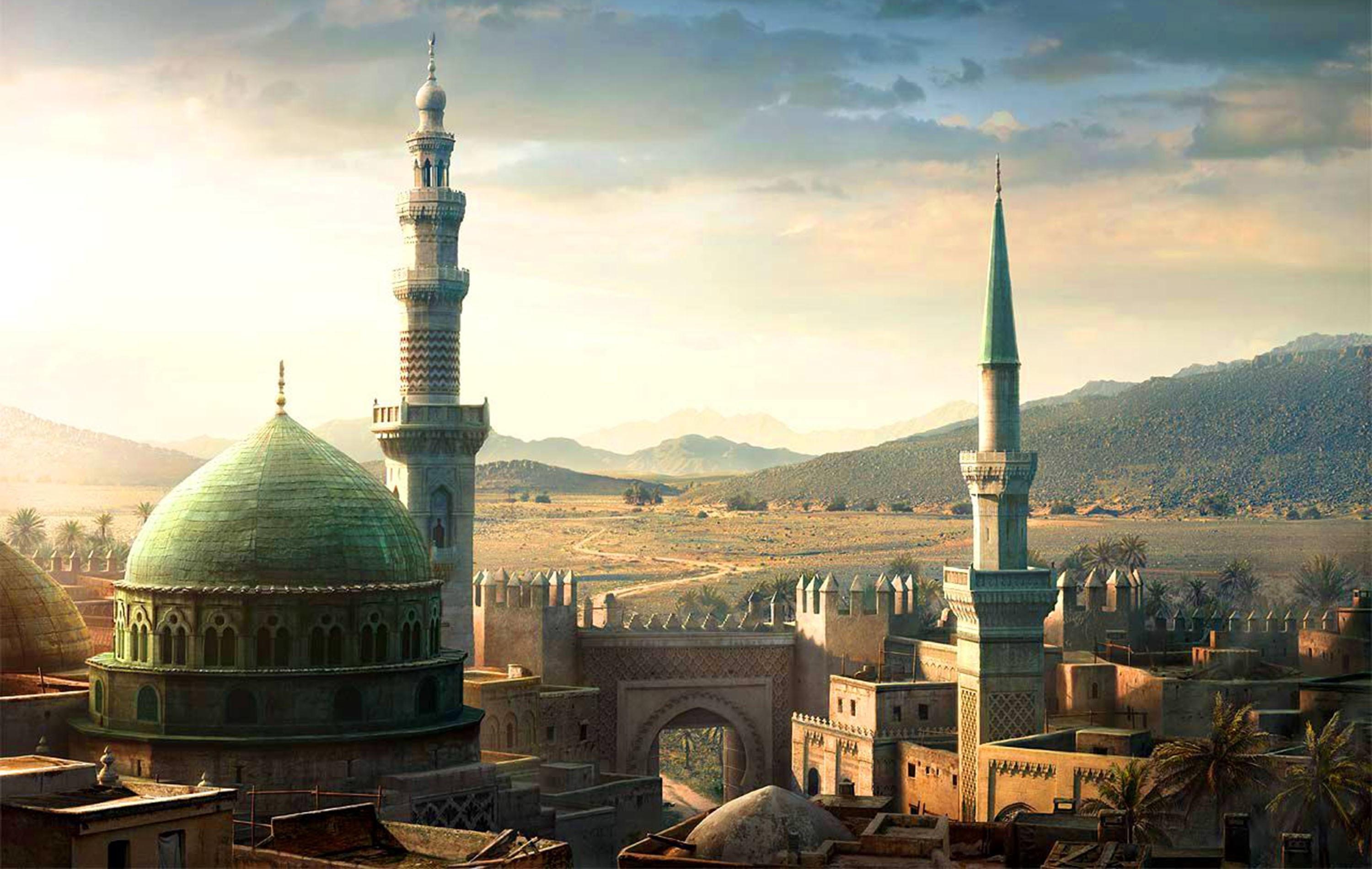 Мусульманский край. Масджид Аль-Наби Медина. Мечеть в Медине пророка Мухаммеда в древности. Медина мечеть пророка Мухаммеда.