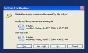 شبيه سازي عملکرد No to All در پنجره جايگزيني فايل در ويندوز XP