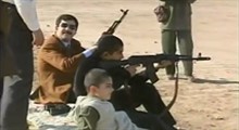 آموزش تیراندازی به نوه‌های صدام حسین برای مقابله با آمریکا!