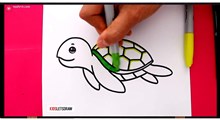آموزش نقاشی به کودکان | لاکپشت شناور