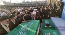 اقامه نماز بر پیکر خانواده رهبر شهید در مسجد جمکران