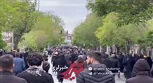 تصویر هوایی از عبور پیکر شهدای خدمت از میان خیل مردم عزادار تبریز