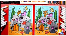 آموزش نقاشی به کودکان | صخره مرجانی