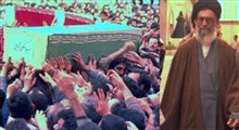 حضور رهبر انقلاب در مراسم تشییع پیکر شهیدآوینی