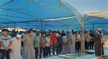 نماز غیابی بر پیکر رهبر شهید توسط مرم غزه