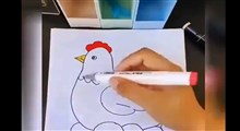 نقاشی مرغ با روش خلاقانه