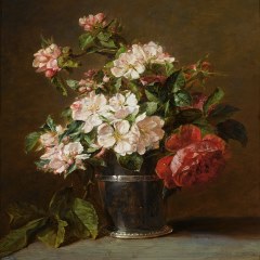 تابلوی نقاشی رنگ و روغن گلدان گل