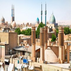 نمایی از شهر یزد و مسجد جامع یزد