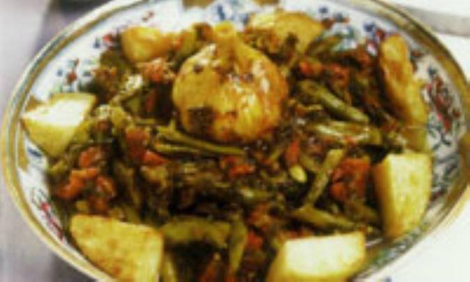 خوراک لوبيا سبز بدون گوشت