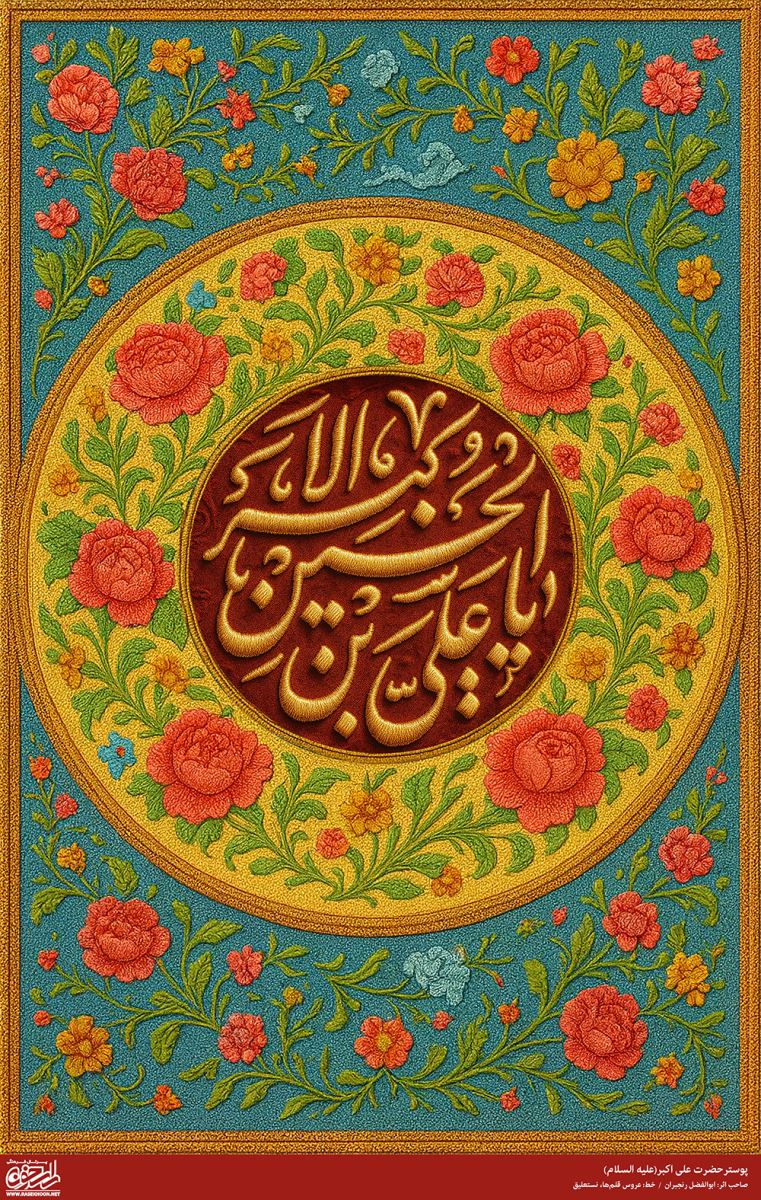 پوستر حضرت علی اکبر(ع) به سبک رو دوزی
