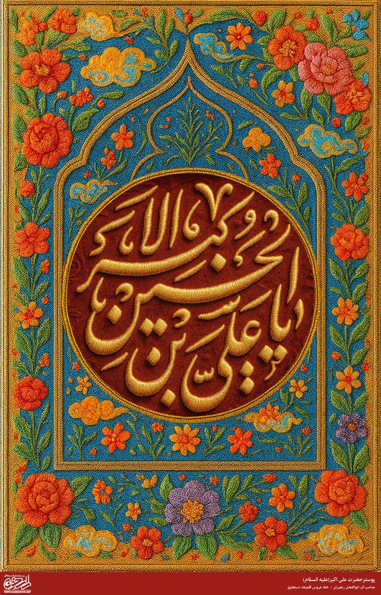 پوستر حضرت علی اکبر(ع) به سبک رو دوزی