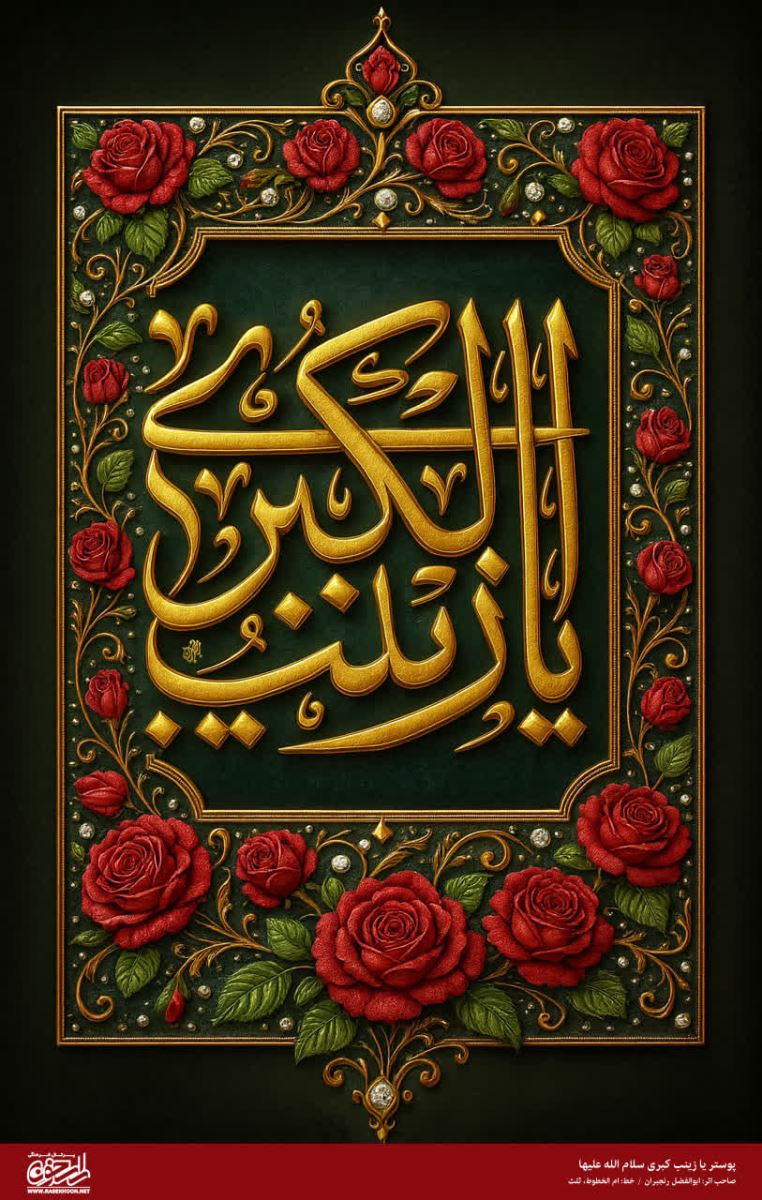 پوستر حضرت زینب(س) به سبک تذهیب گل سرخ