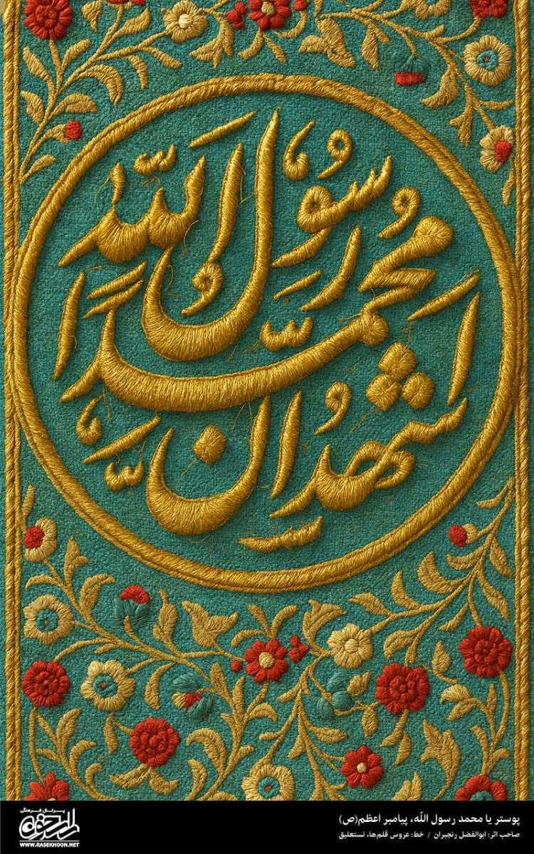 پوستر یا محمد رسول الله(ص) به سبک رو دوزی