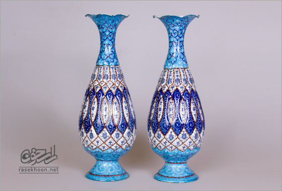  گلدان مسی میناکاری 