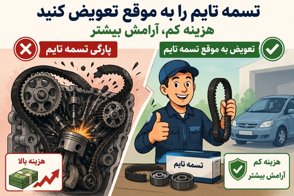 پاره شدن تسمه تایم علائم، خسارت موتور و کارهایی که باید انجام دهید