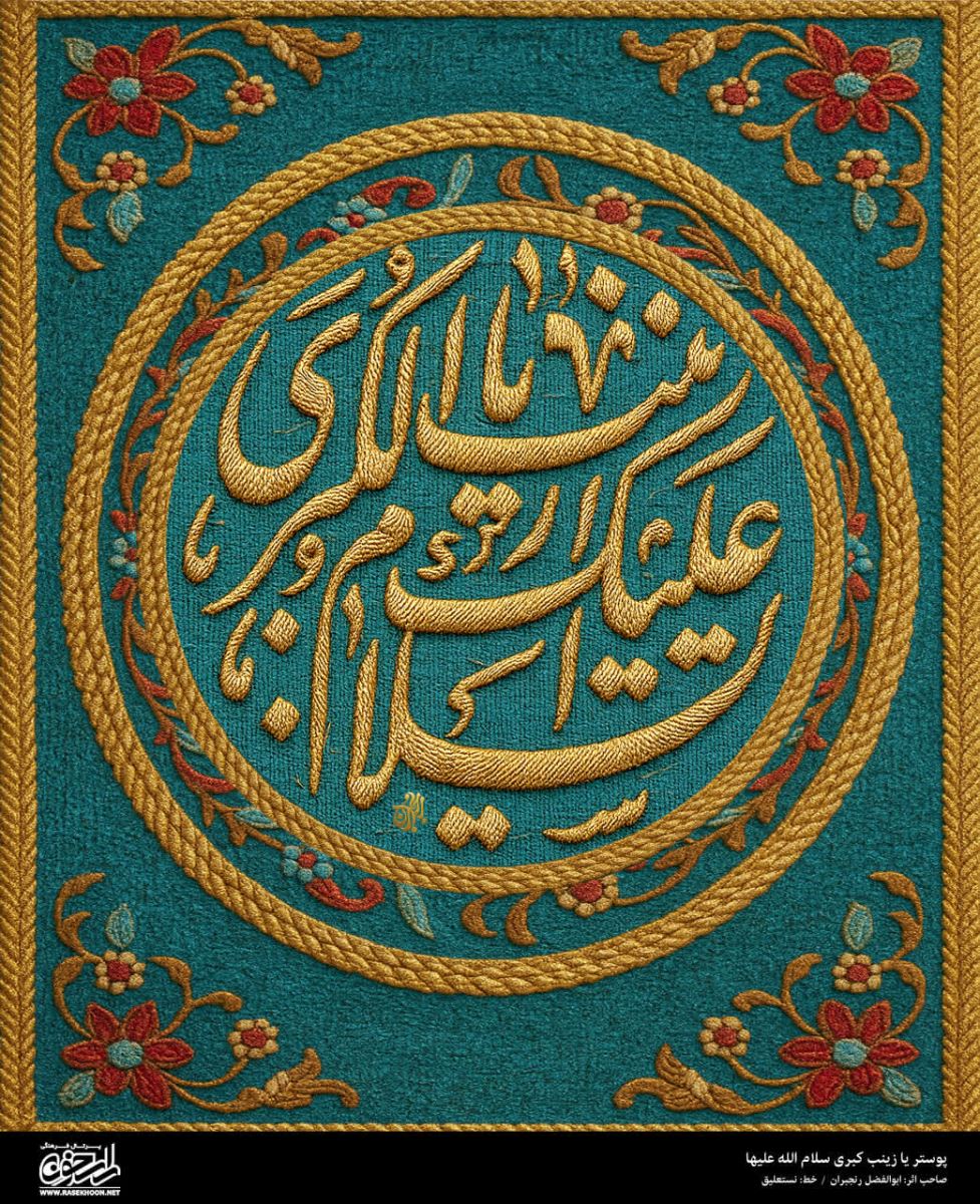 پوستر حضرت زینب(س) به سبک رو دوزی