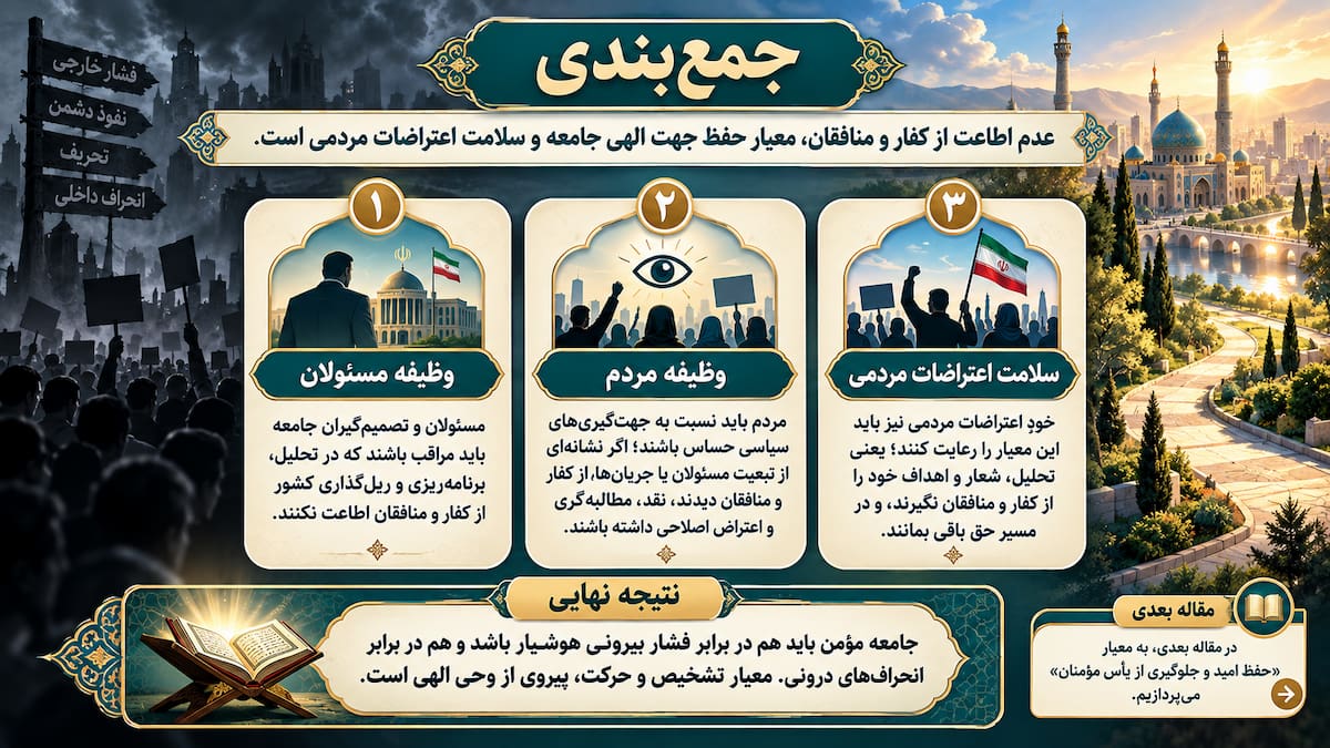 معیارهای قرآنی برای اعتراضات مردمی (۴): نهی از اطاعت کفار و منافقان