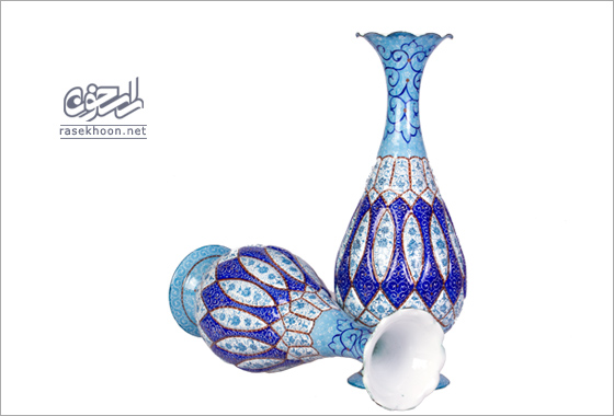  گلدان مسی میناکاری 