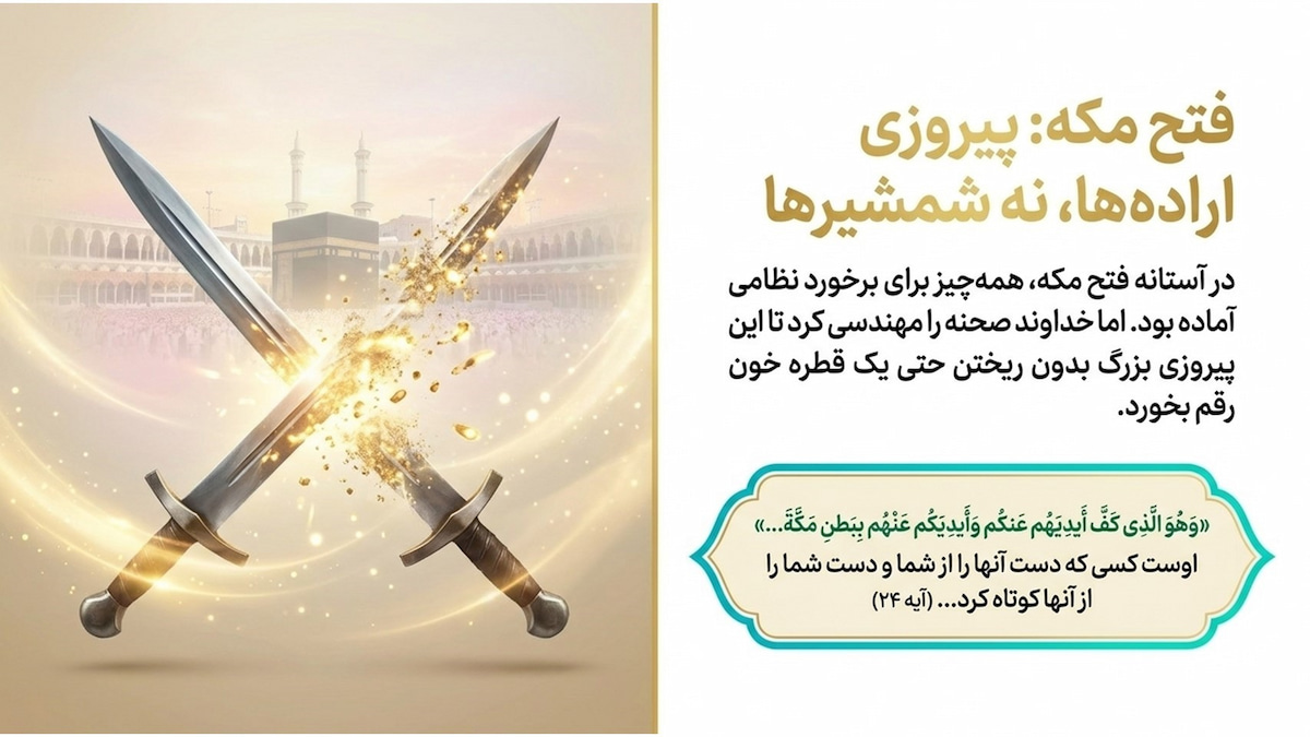 تفسیر سوره فتح (آیات ۲۴ و ۲۵) تفسیر سوره فتح (آیات ۲۴ و ۲۵)