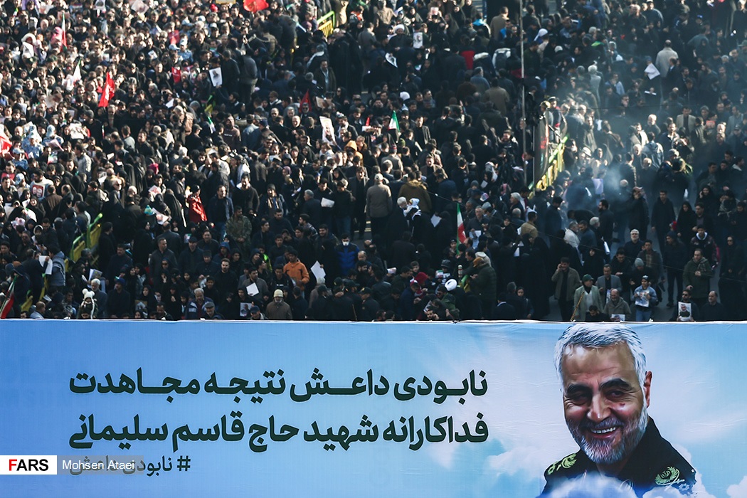 گزارش تصویری تشییع میلیونی سردار شهید قاسم سلیمانی و شهدای مقاومت در تهران
