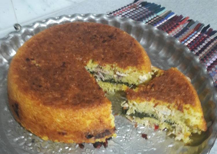 دستور پخت ته چین مرغ و اسفناج