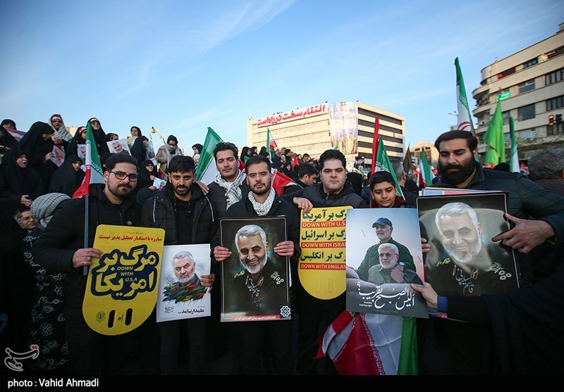 گزارش تصویری تشییع میلیونی سردار شهید قاسم سلیمانی و شهدای مقاومت در تهران