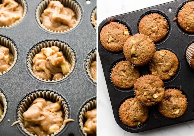 طرز تهیه کاپ کیک سیب با فراستینگ کارامل نمکی