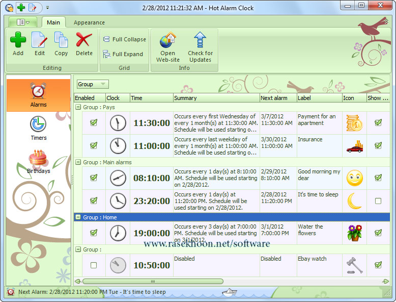 هشدار دهنده و یادآور قوی Hot Alarm Clock v5.1.1.0