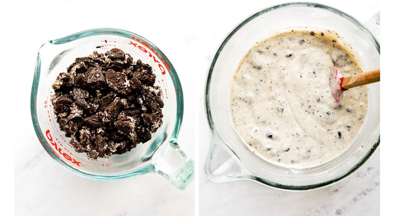 کیک خامه ای با خرده های بیسکویت Oreo