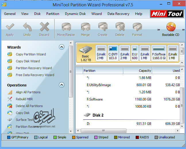 مدیریت پارتیشن هارد دیسک MiniTool Partition Wizard Professional Enterprise v10.0 BootCD مدیریت پارتیشن هارد دیسک MiniTool Partition Wizard Professional Enterprise v10.0 BootCD
