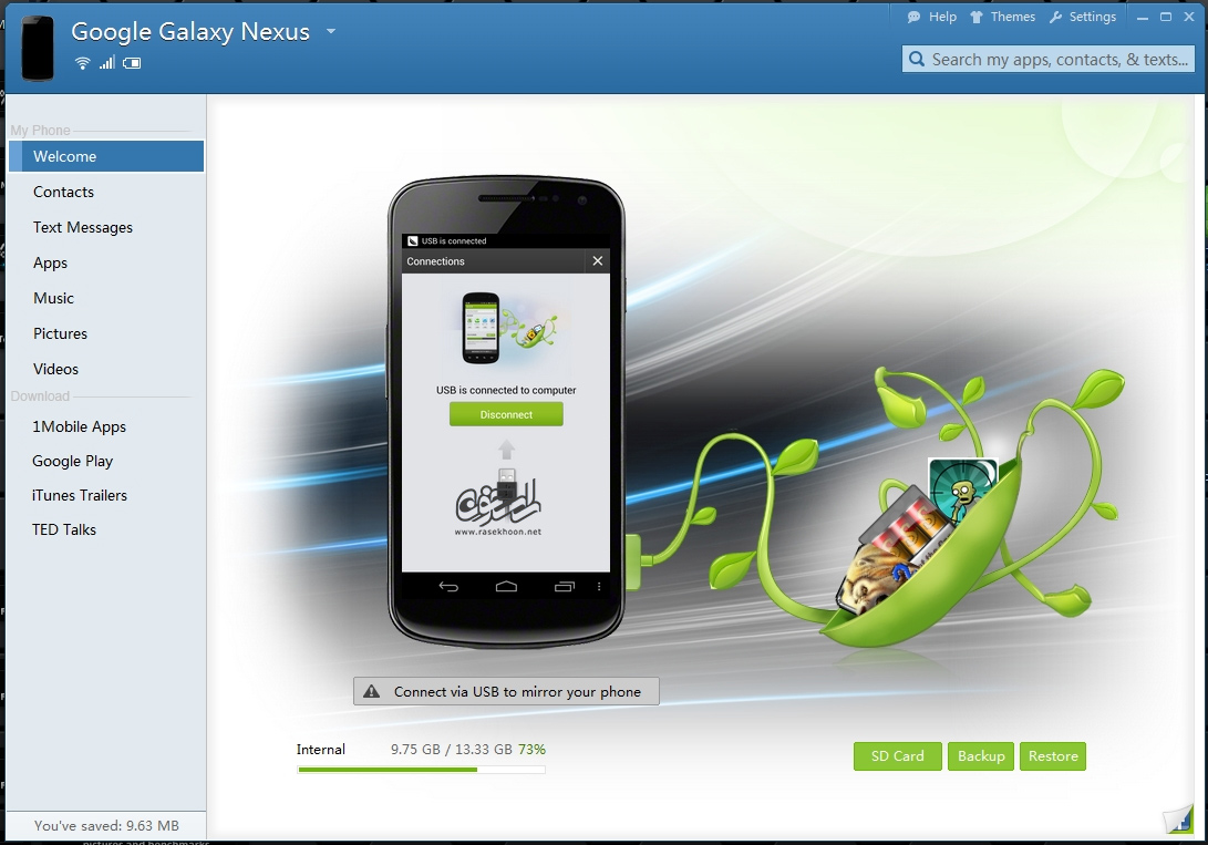 مدیریت گوشی آندروید بوسیله رایانه با  Snappea v3.3.1