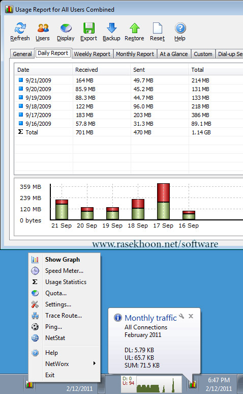 کنترل اینترنت و پهنای باند NetWorx 6.0.0 کنترل اینترنت و پهنای باند NetWorx 6.0.0