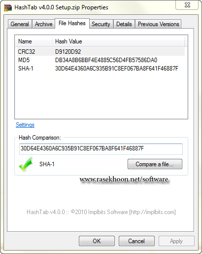 مشاهده Hash و MD5 فایل ها HashTab 4.0.0.2 مشاهده Hash و MD5 فایل ها HashTab 4.0.0.2