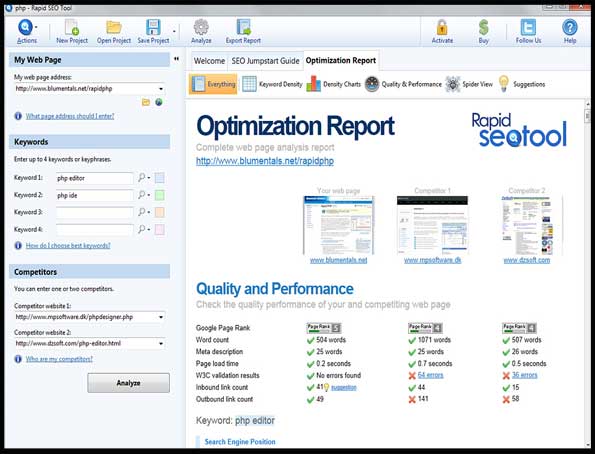 آنالیز و سئو صفحات وب - Blumentals Rapid SEO Tool 1.5